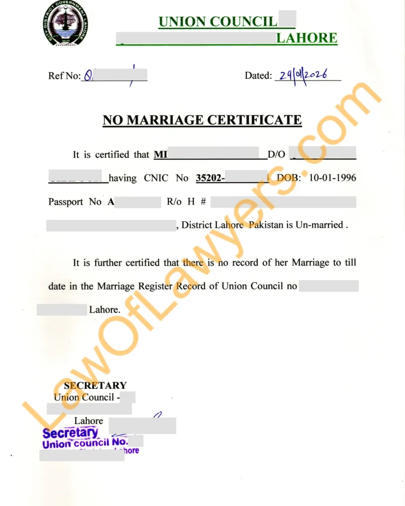 No Marriage Certificate