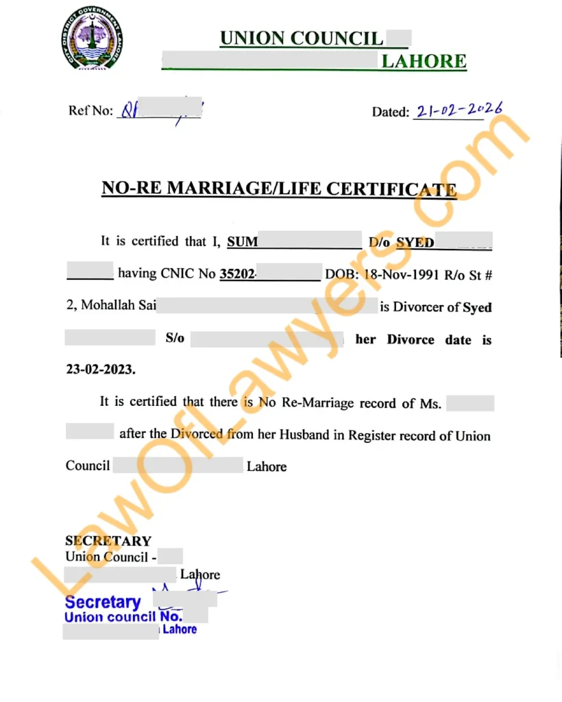 No Remarriage Certificate